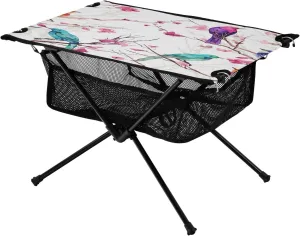 Watercolor Birds Portable Folding Camping Table, Compact Lightweight Beach Table with Carrying Bag for Outdoor Picnics, BBQs, Camp