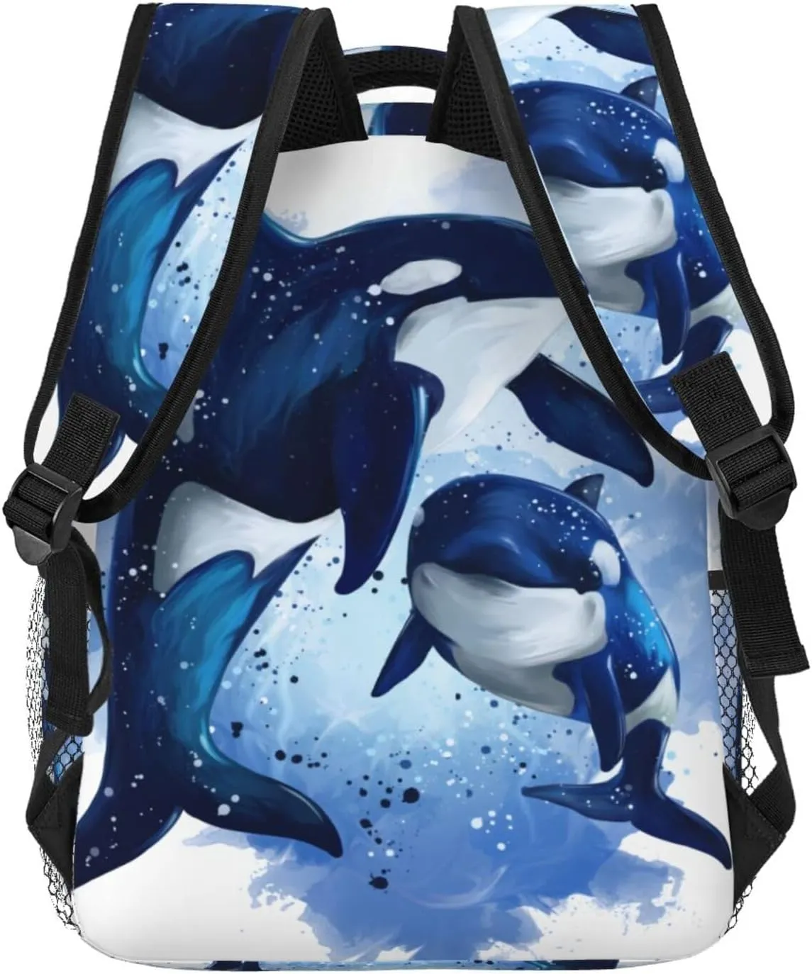 Watercolor Two Killer Whales Backpack Laptop Backpack Sports Travel Shoulder bag Light casual backpack