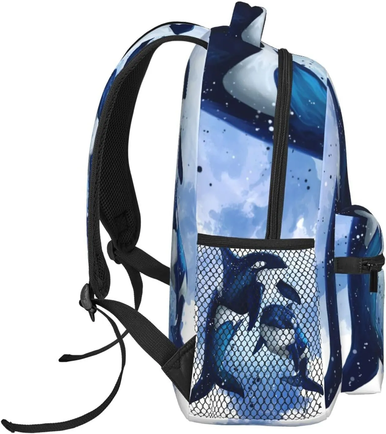 Watercolor Two Killer Whales Backpack Laptop Backpack Sports Travel Shoulder bag Light casual backpack