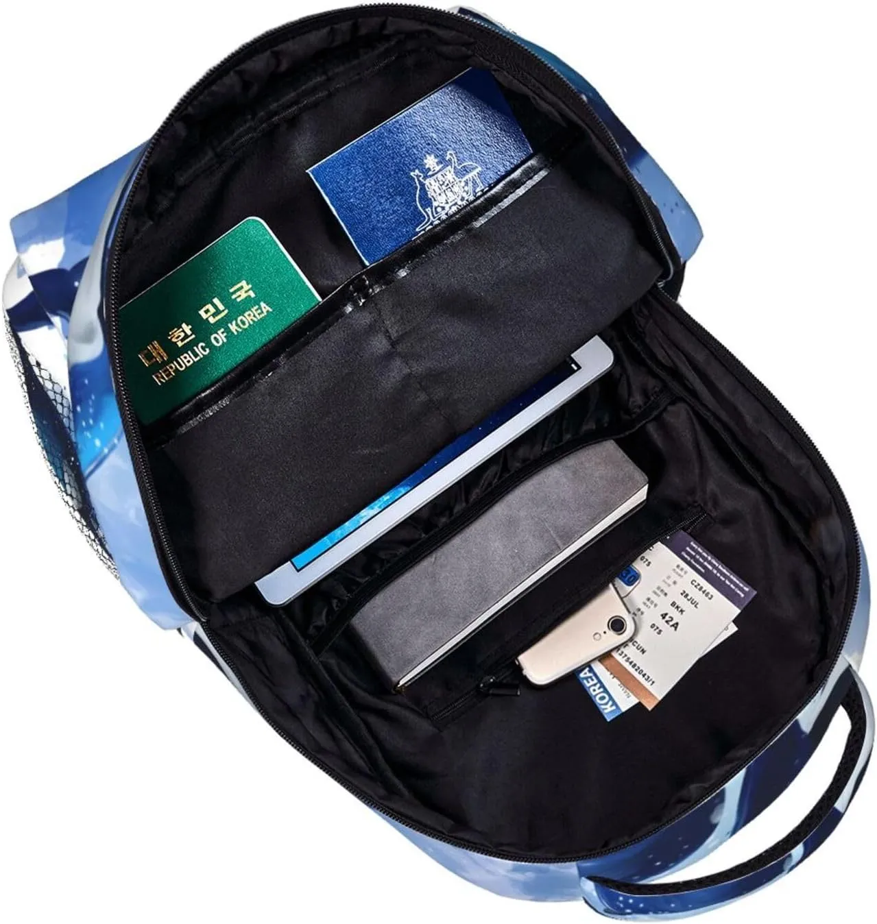 Watercolor Two Killer Whales Backpack Laptop Backpack Sports Travel Shoulder bag Light casual backpack
