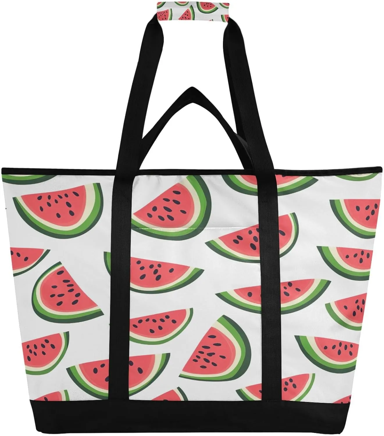 Watermelon Cloves Reusable Insulated Lunchbox Cooler Bag, Leakproof Kitchen Grocery Bag Collapsible Portable Cooler Tote Bag for Picnic, Camping, Office, Travel