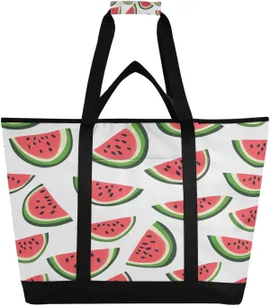 Watermelon Cloves Reusable Insulated Lunchbox Cooler Bag, Leakproof Kitchen Grocery Bag Collapsible Portable Cooler Tote Bag for Picnic, Camping, Office, Travel
