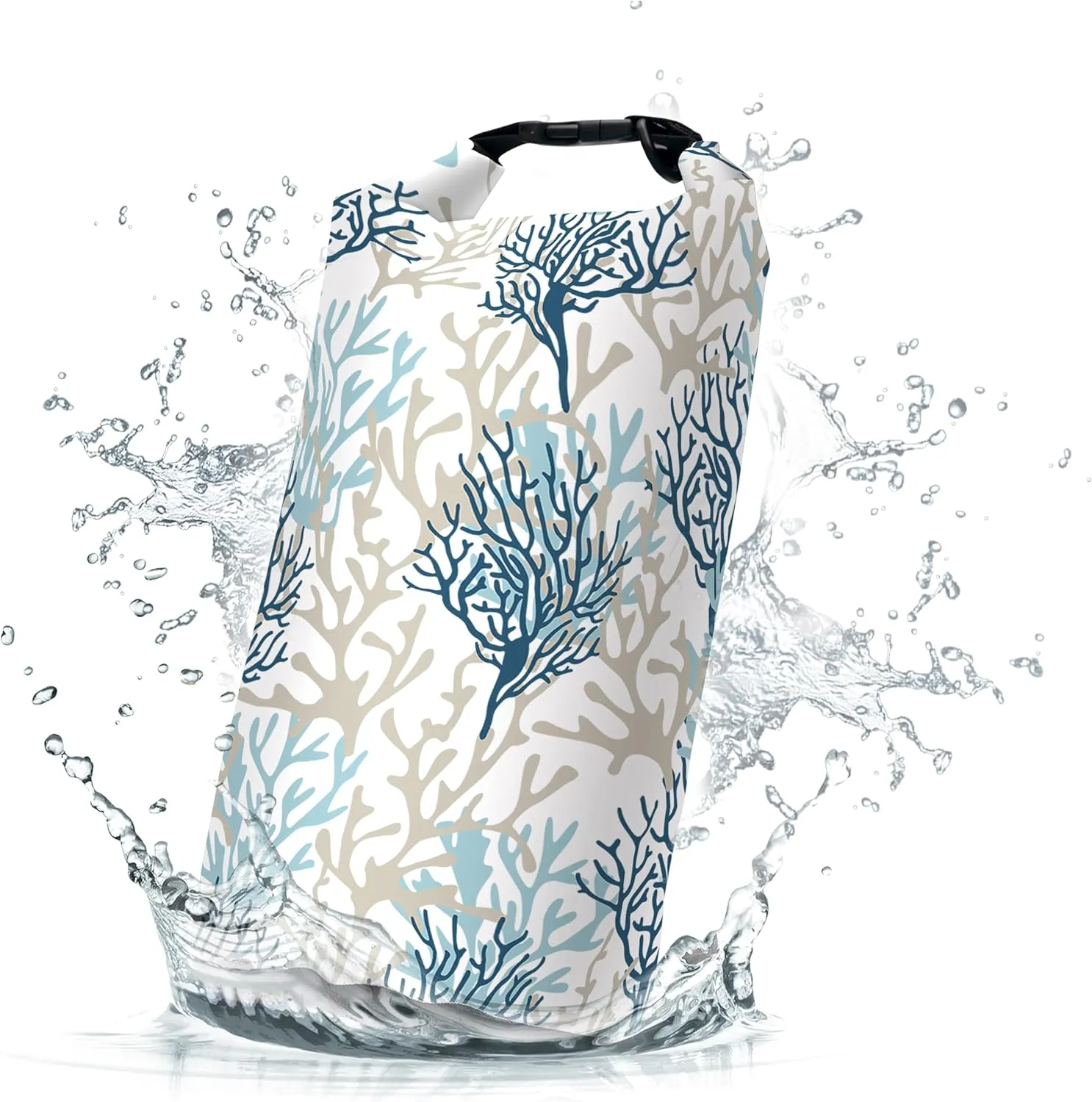 Waterproof Dry Bag,Roll Top Coastal Summer Beach Coral Waterproof Backpack 5L/10L/20L Floating and Lightweight Bags for Kayaking, Boating, Fishing, Swimming and Camping
