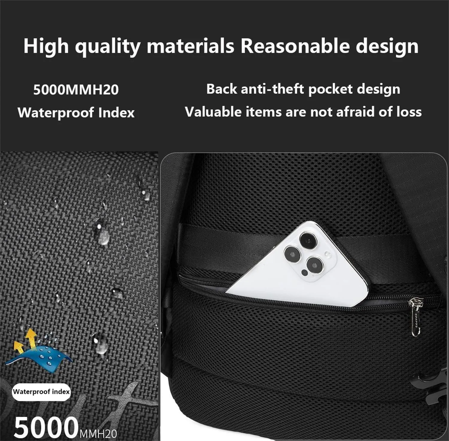 Waterproof Hiking Backpack - Outdoor Sport Daypack with Rain Cover (Black,40L)