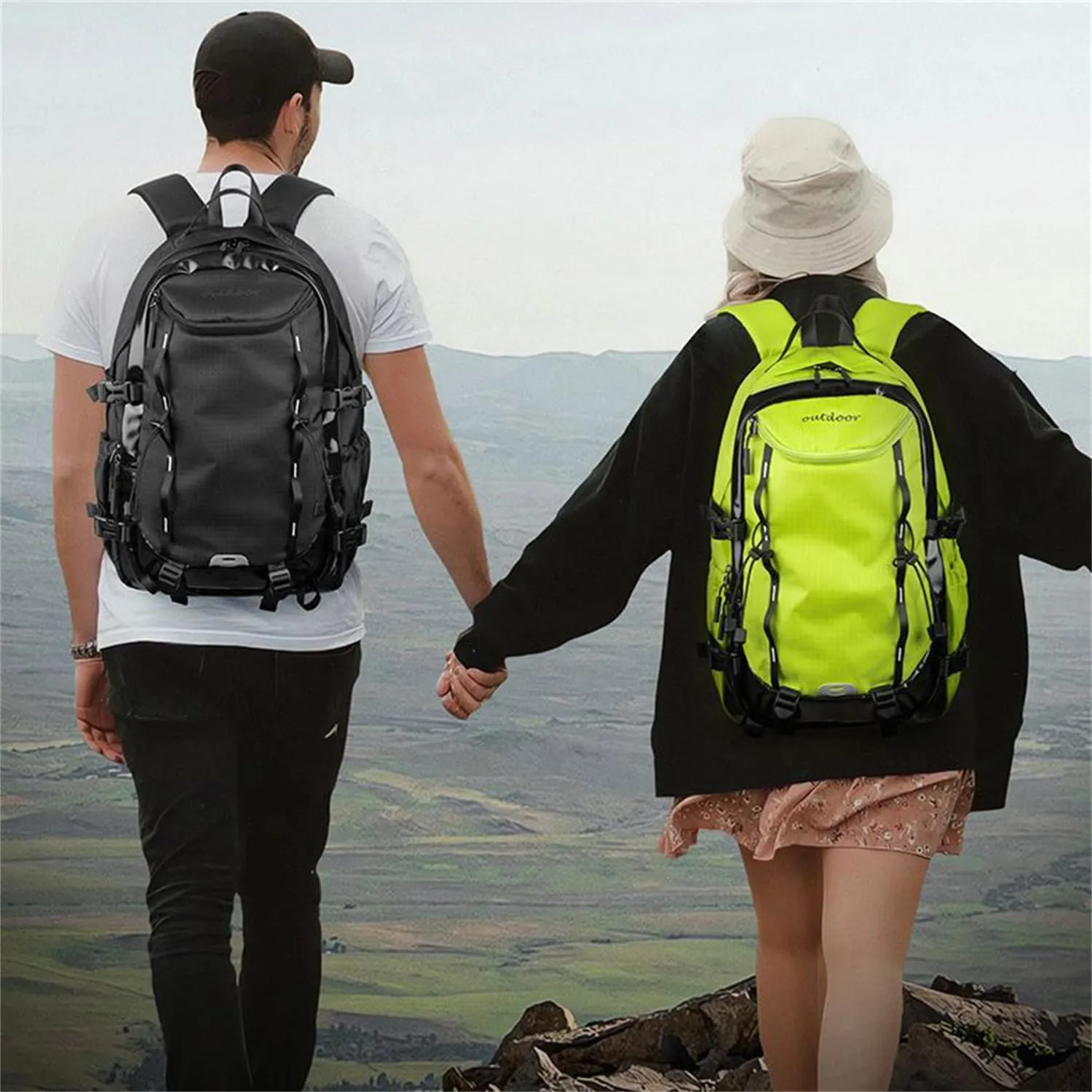 Waterproof Hiking Backpack - Outdoor Sport Daypack with Rain Cover (Black,40L)