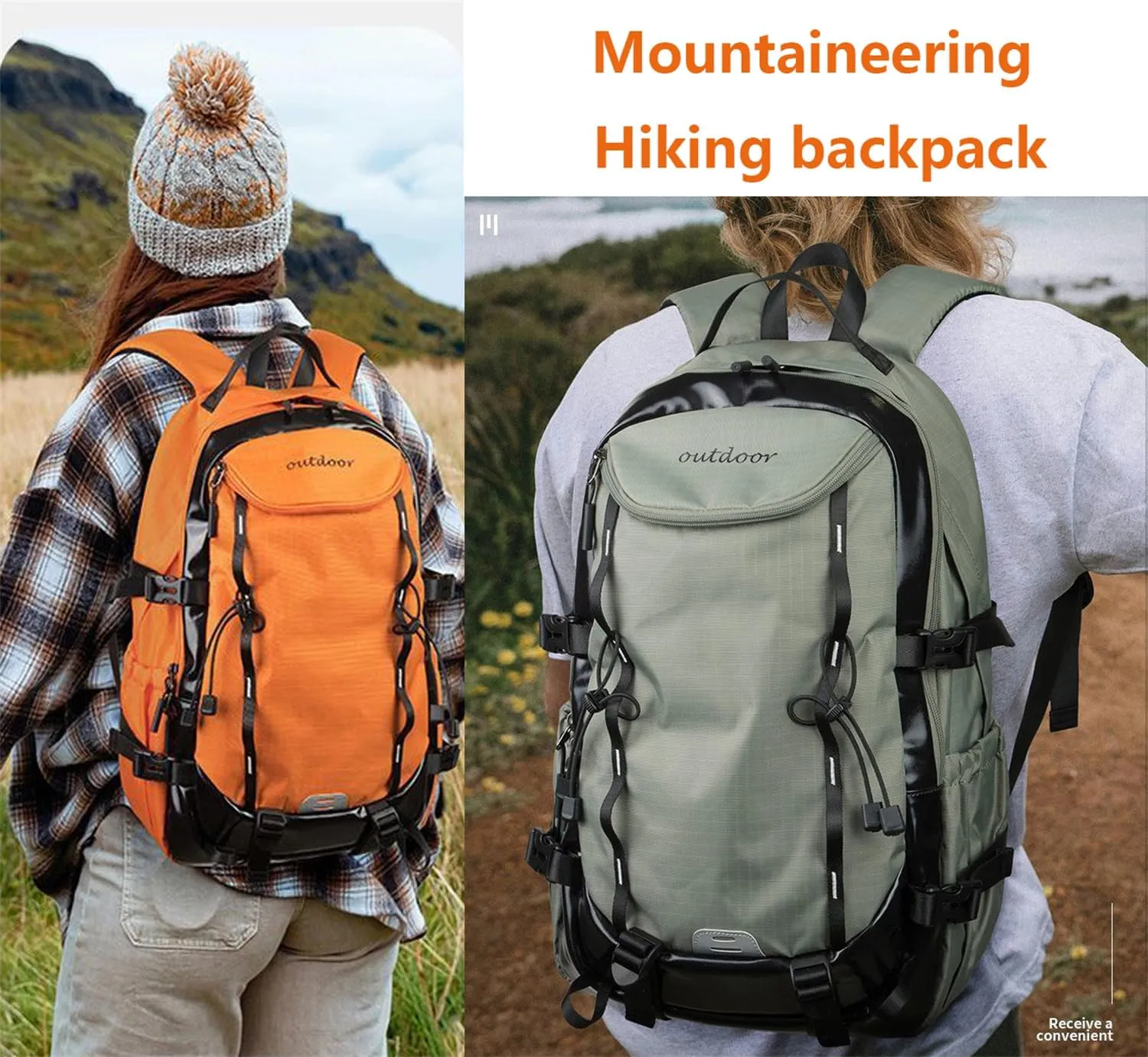 Waterproof Hiking Backpack - Outdoor Sport Daypack with Rain Cover (Blue,40L)