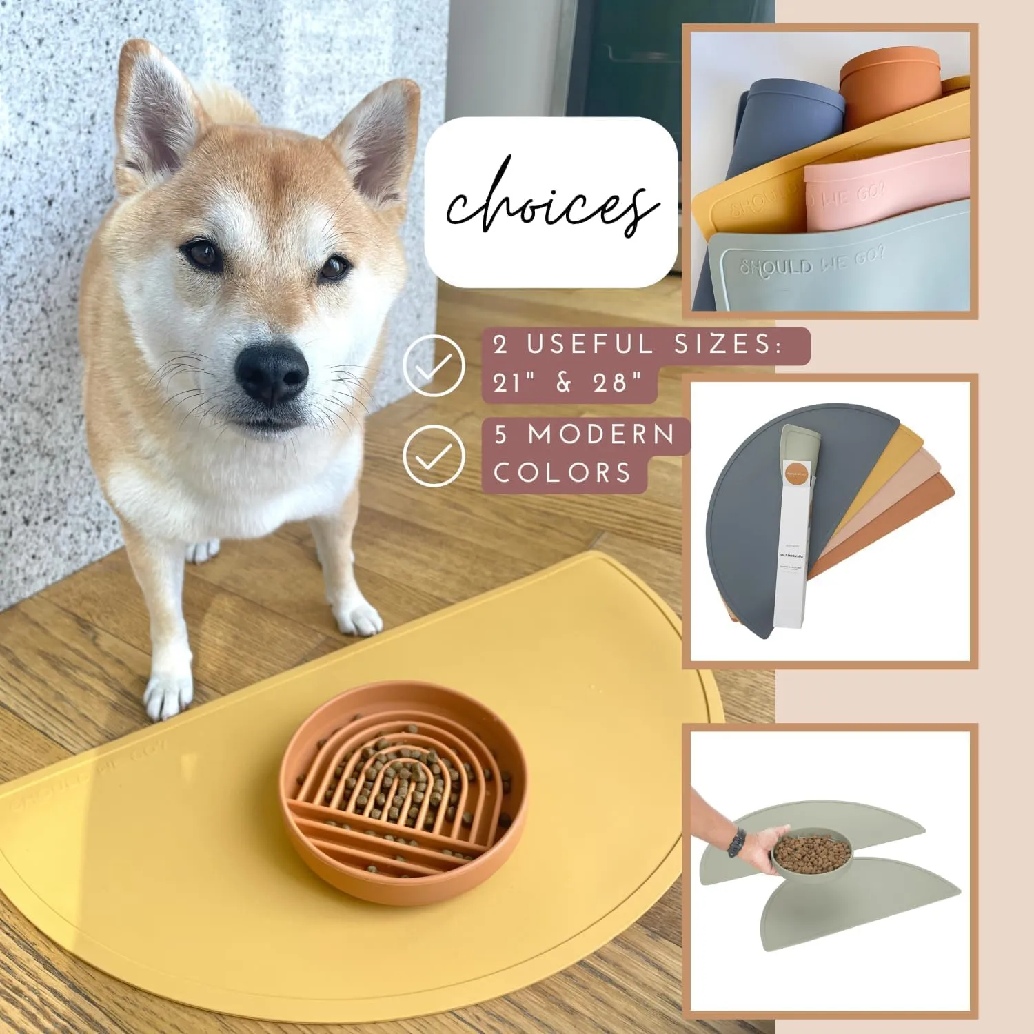 Waterproof Silicone Pet Food Mat - Non-Slip, Spill-Proof Feeding Mats for Floors, Raised Edge Design, Easy-to-Clean, Durable Flexible Rubber Mat for Dog & Cat Bowls, Large-Sage