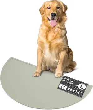 Waterproof Silicone Pet Food Mat - Non-Slip, Spill-Proof Feeding Mats for Floors, Raised Edge Design, Easy-to-Clean, Durable Flexible Rubber Mat for Dog & Cat Bowls, Large-Sage