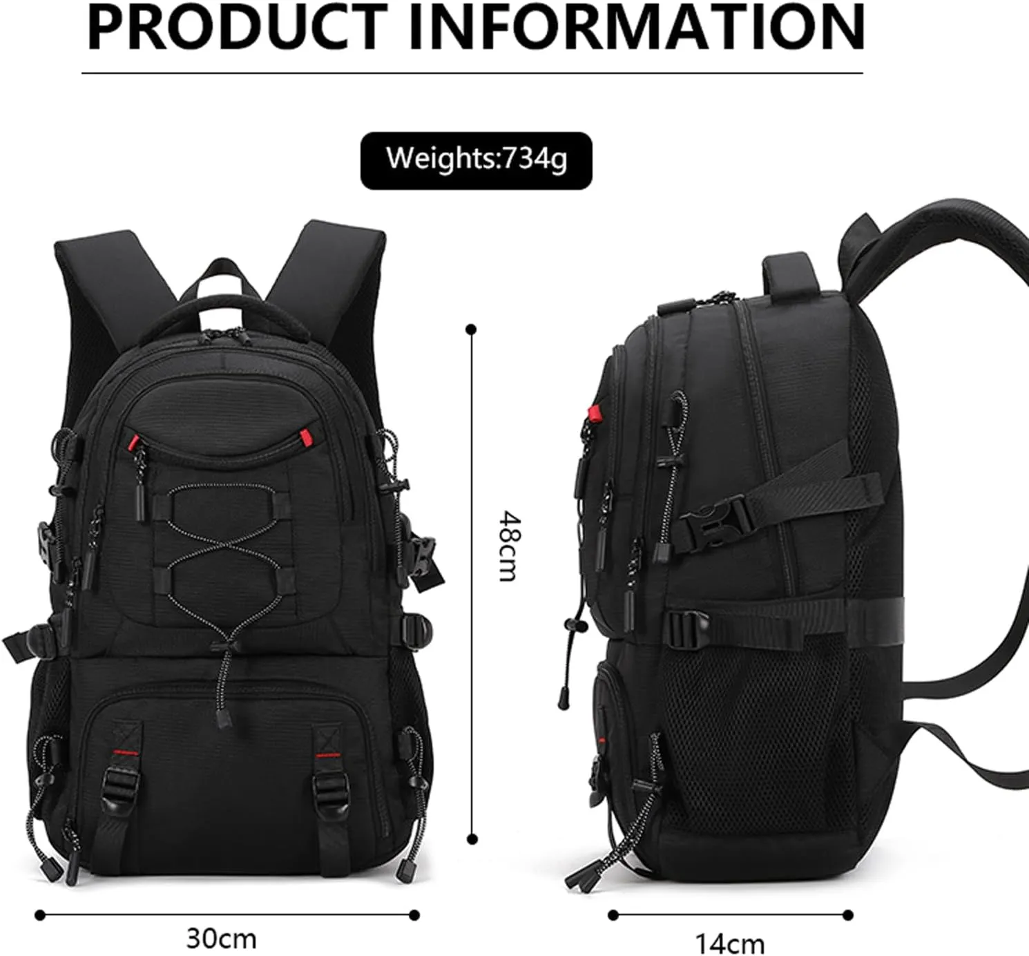 Waterproof Travel Laptop Backpack for Men & Women Anti-Theft Hiking Backpack with Shoe Compartment, Fits 16" Laptop,Red