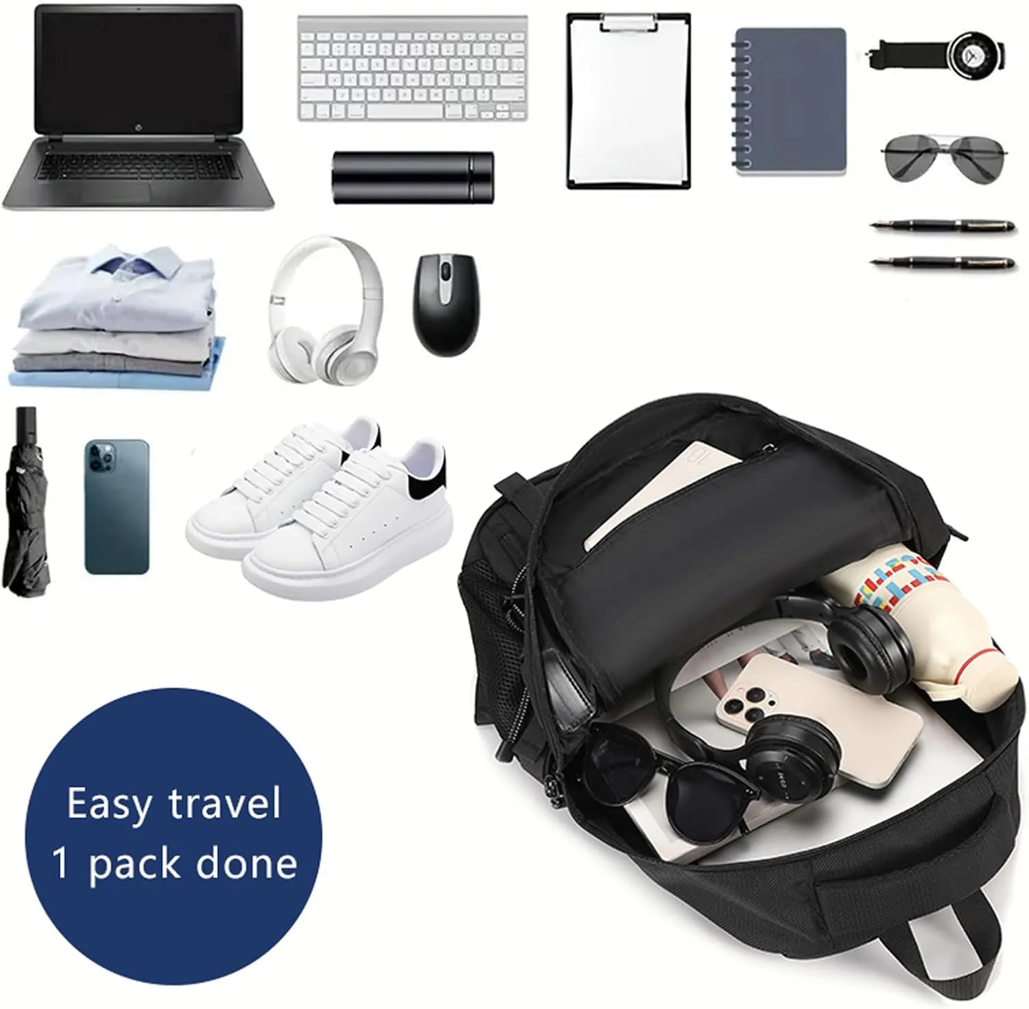 Waterproof Travel Laptop Backpack for Men & Women Anti-Theft Hiking Backpack with Shoe Compartment, Fits 16" Laptop,Red
