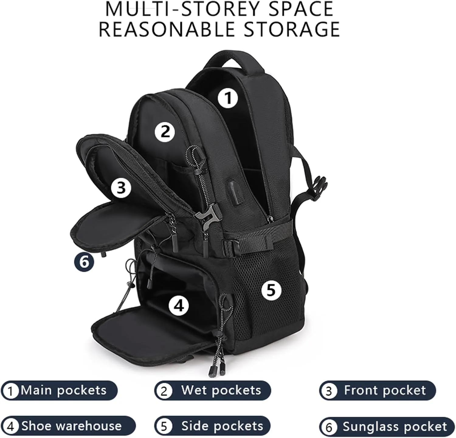 Waterproof Travel Laptop Backpack for Men & Women Anti-Theft Hiking Backpack with Shoe Compartment, Fits 16" Laptop,Red
