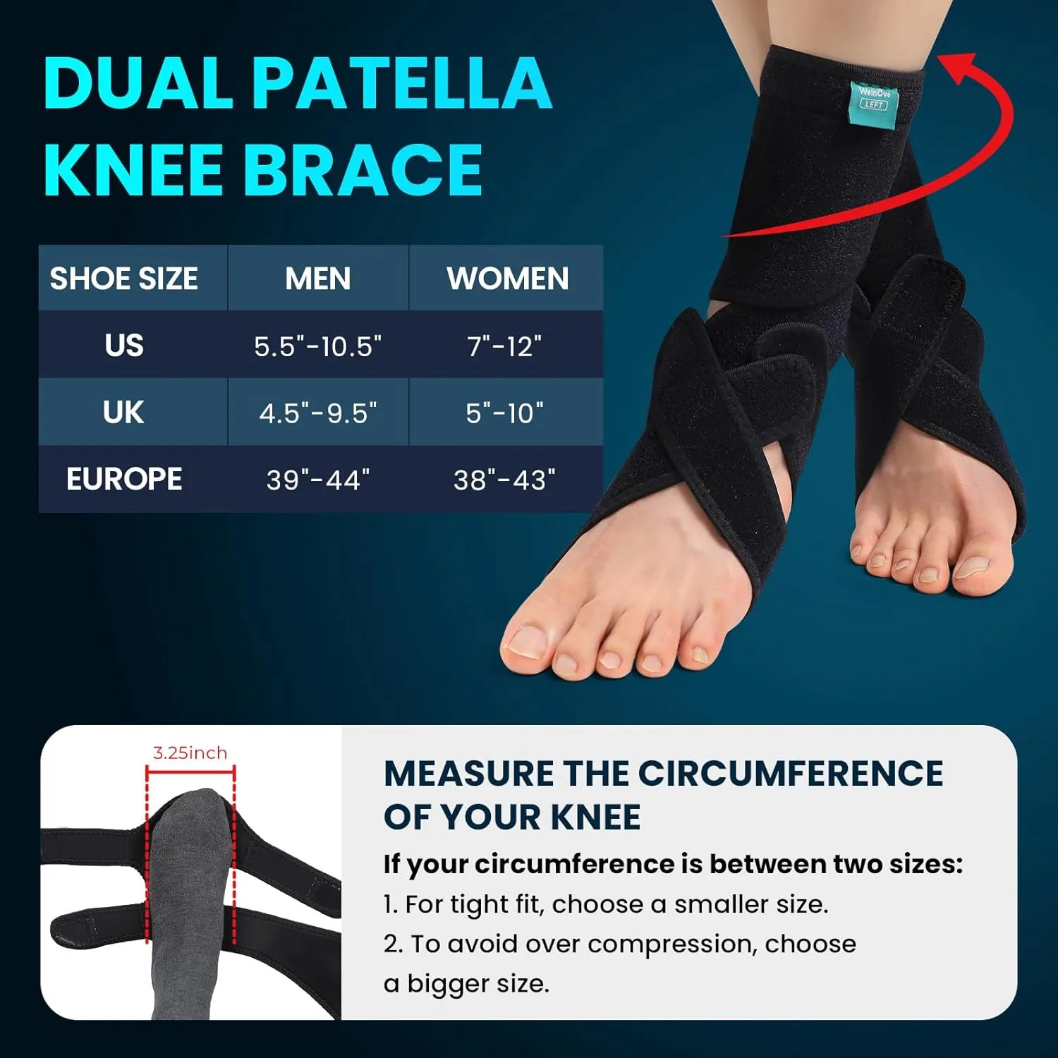 Welnove 2 Pack Drop Foot Brace with Arch Support，AFO Ankle Brace for Walking ，Relieve The Instability of Lower Limbs by Foot Drop, MS, Spinal Cord Injury (Include Left and Right, FSA HSA Eligible)