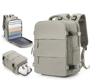 wepadre Travel Backpack Carry on Flight Approved Carry on Backpack for Airplanes Personal Item Travel Bag 18x14x8 Inches Traveling Backpacks for Men Women Mochila de Viaje Greyish Brown