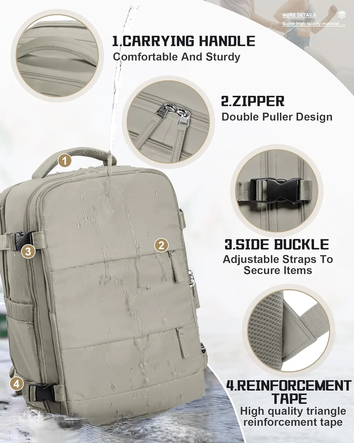 wepadre Travel Backpack Carry on Flight Approved Carry on Backpack for Airplanes Personal Item Travel Bag 18x14x8 Inches Traveling Backpacks for Men Women Mochila de Viaje Greyish Brown