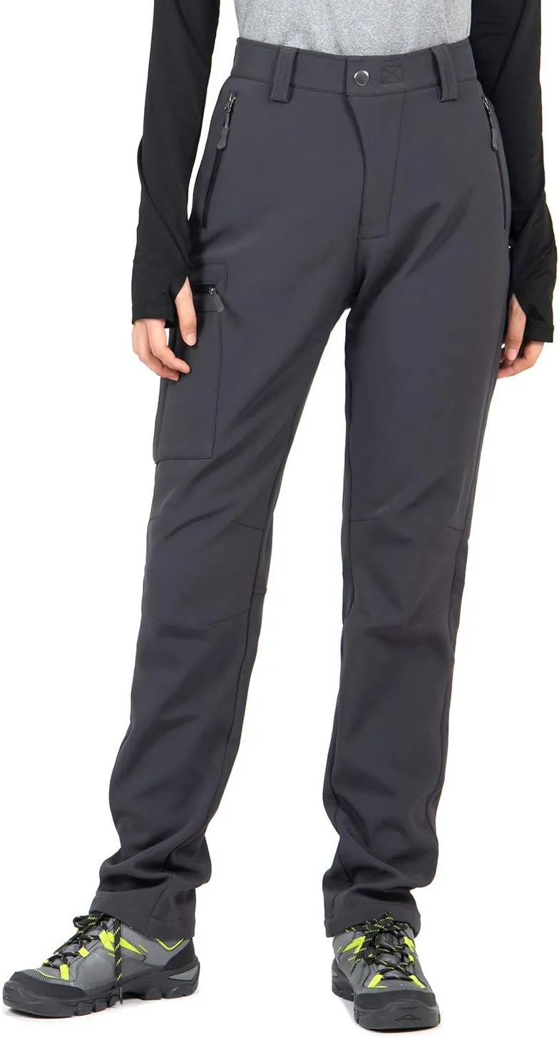 Wespornow Women's-Fleece-Lined-Hiking-Pants Snow-Ski-Pants Water-Resistance-Outdoor-Softshell-Insulated-Pants for Winter