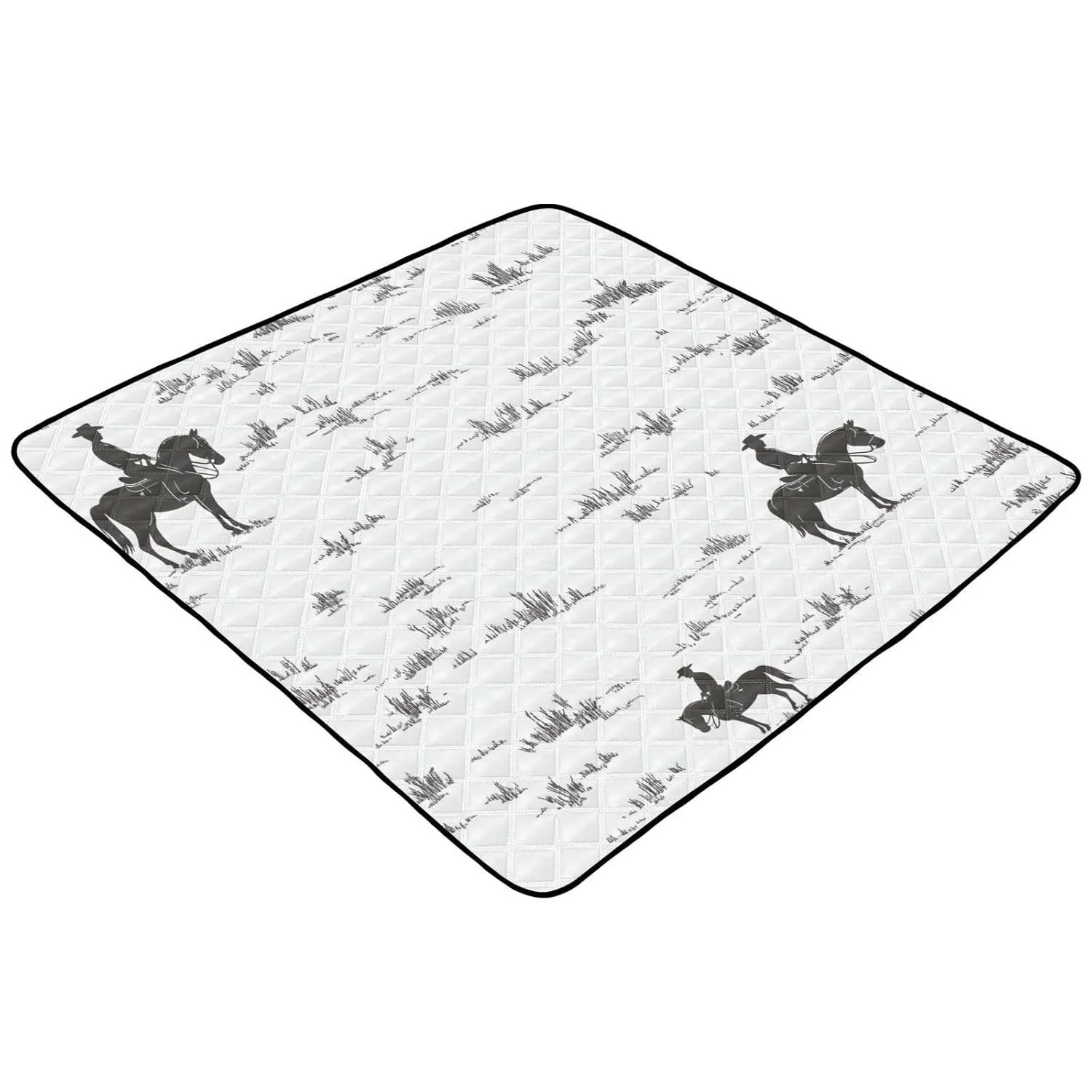 Western Cowboy Horse Cowgirl Vast Grasslands Soft Foam Baby Activity Play Mat for Floor Portable Infant Play Mat for Babies Infants Toddlers, 50'' x 50''