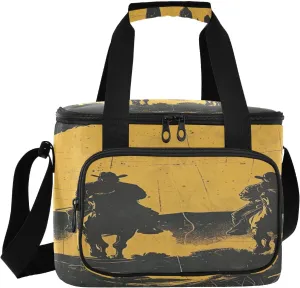 Western Desert Horseback Riding Insulated Lunch Bag,Leakproof Cooler Bag Large Lunch Box Perfect for Picnics, Beach Trips, Camping & Outdoor Activities