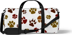 White Cute Kawaii Cat Paw Pattern Sports Bag Tote Bag Waterproof Gym Bag with Shoulder Strap Zipper 2 Side Pockets for Men and Women, Travel and Storage Shoulder Bag.