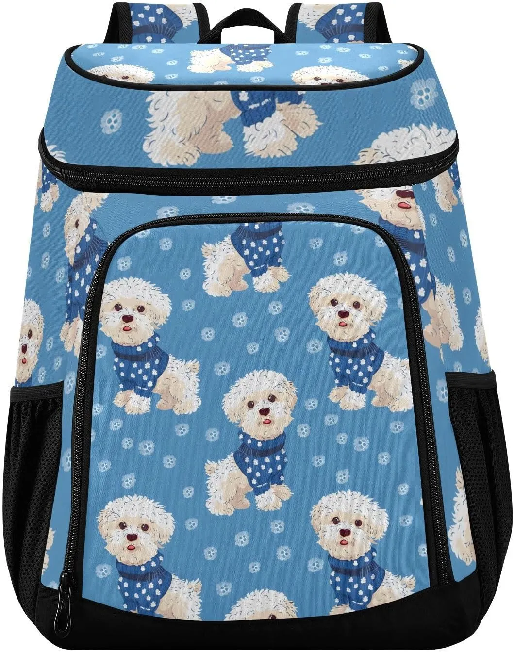 White Puppy Polka Dot Blue Cooler Backpack Cooler Insulated Leak Proof Lunch Backpack 36 Cans Waterproof Soft for Men Women Picnic Hiking Camping Beach
