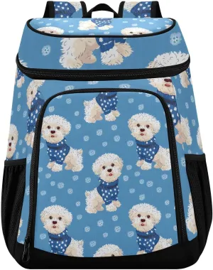 White Puppy Polka Dot Blue Cooler Backpack Cooler Insulated Leak Proof Lunch Backpack 36 Cans Waterproof Soft for Men Women Picnic Hiking Camping Beach