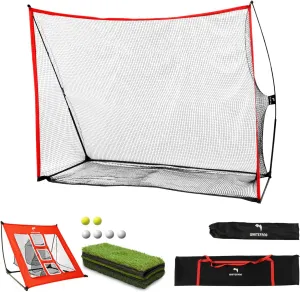 WhiteFang Golf Net Bundle Golf Practice Net 10x7 feet with Golf Chipping Nets Golf Hitting Mat & Golf Balls Packed in Carry Bag for Backyard Driving Indoor Outdoor