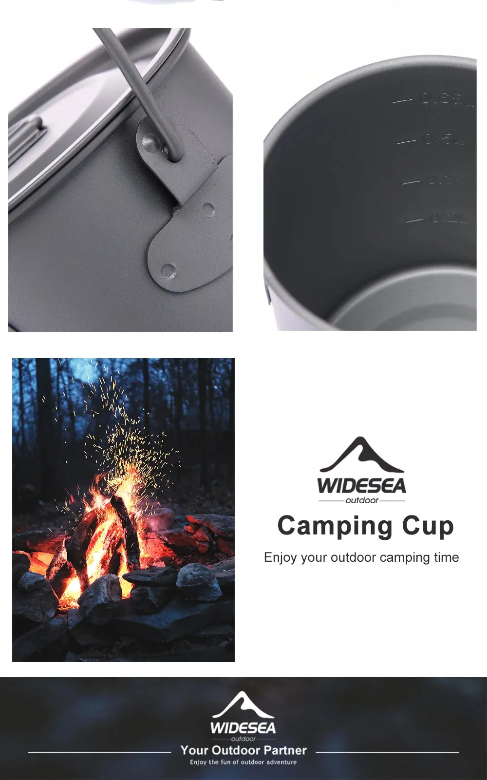 Widesea Ultralight Camping Mug - Titanium Cup and cookware set
