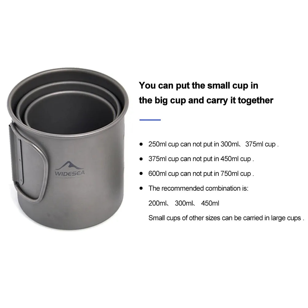 Widesea Ultralight Camping Mug - Titanium Cup and cookware set