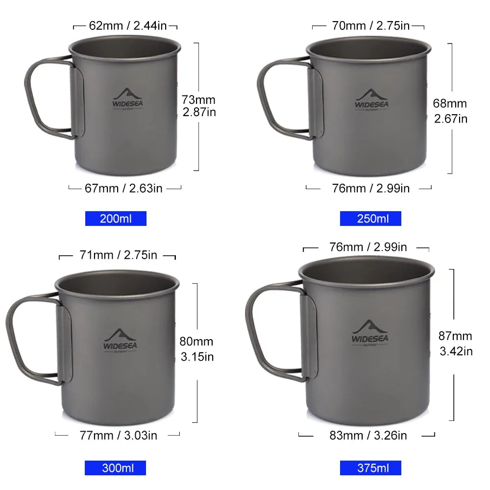 Widesea Ultralight Camping Mug - Titanium Cup and cookware set