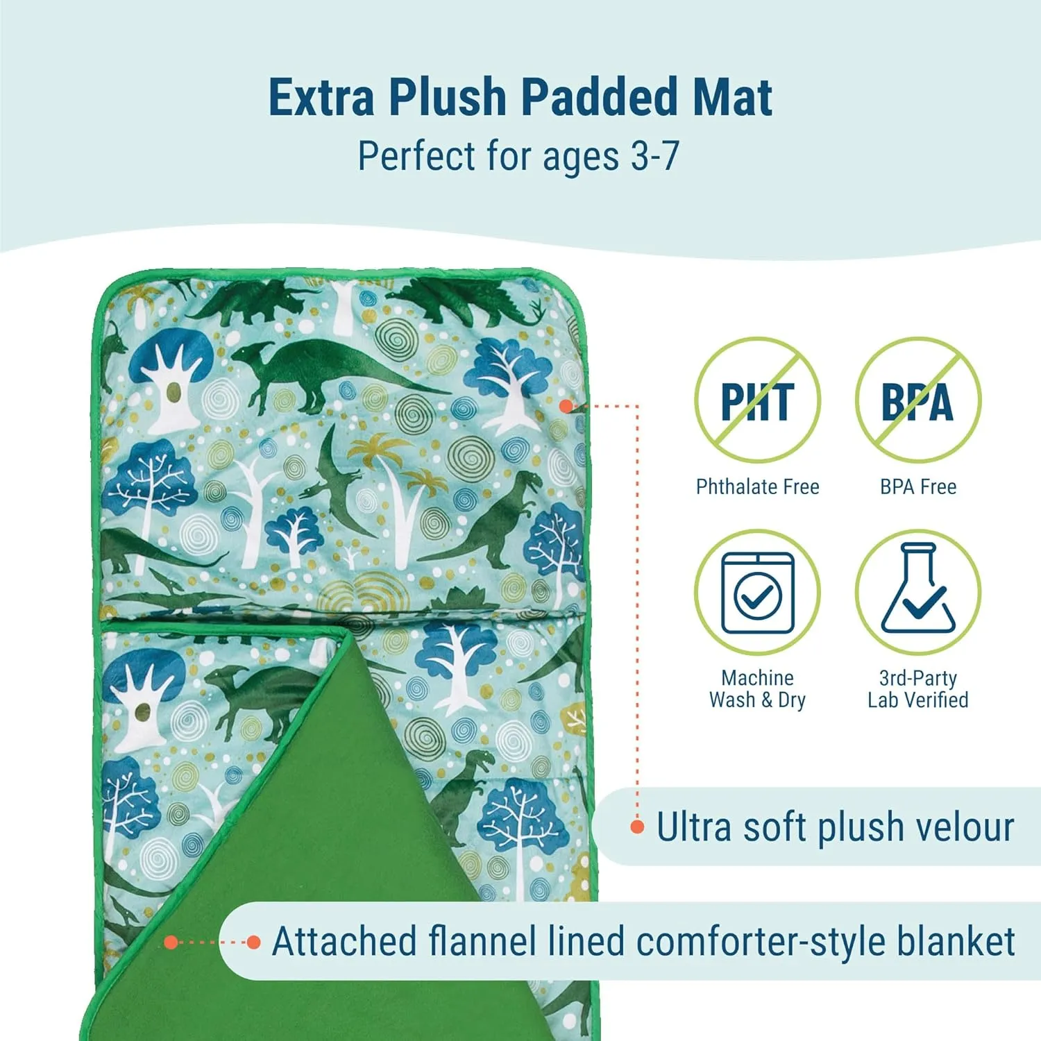 Wildkin Kids Plush Nap Mat – Soft, Cozy, Convenient for Daycare & Preschool
