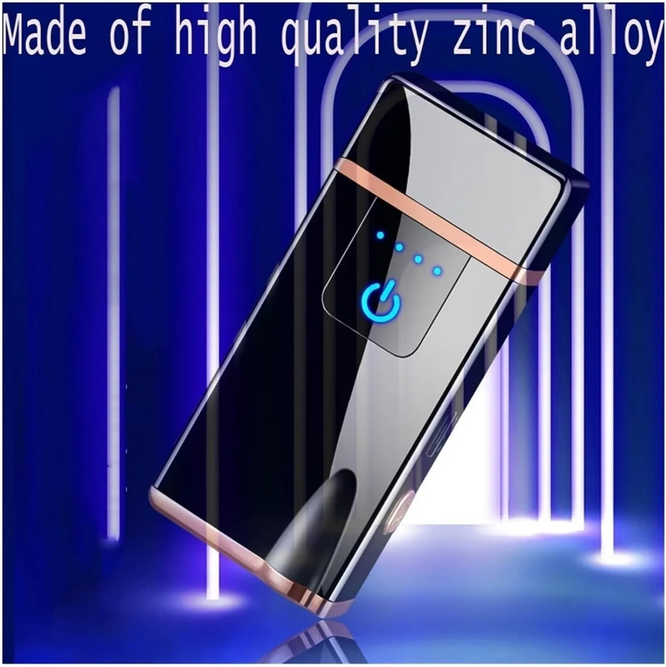 Windproof Butane Smart Induction Lighter,Blue Flame Can Be Illuminated Suitable for Candle Camping (Butane Not Included)(Gold)