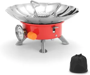 Windproof Lotus Stove Camping Gas Stove Piezo Ignition Portable Collapsible Stove for Outdoor Camping Hiking Picnic