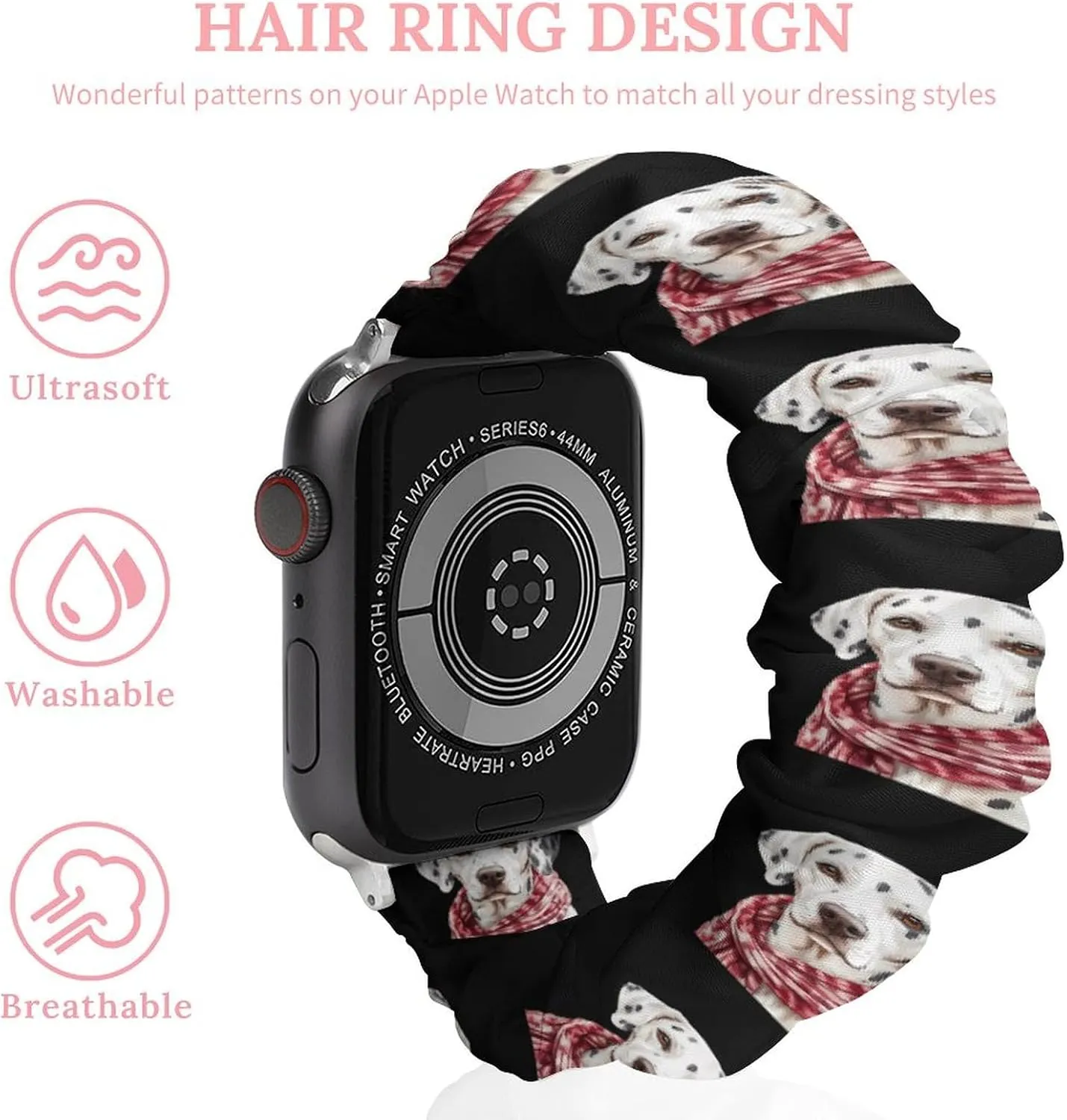 Winter Dalmatian Dog Fashion Watch Strap Scrunchies Wristbands Compatible With IWatch Series
