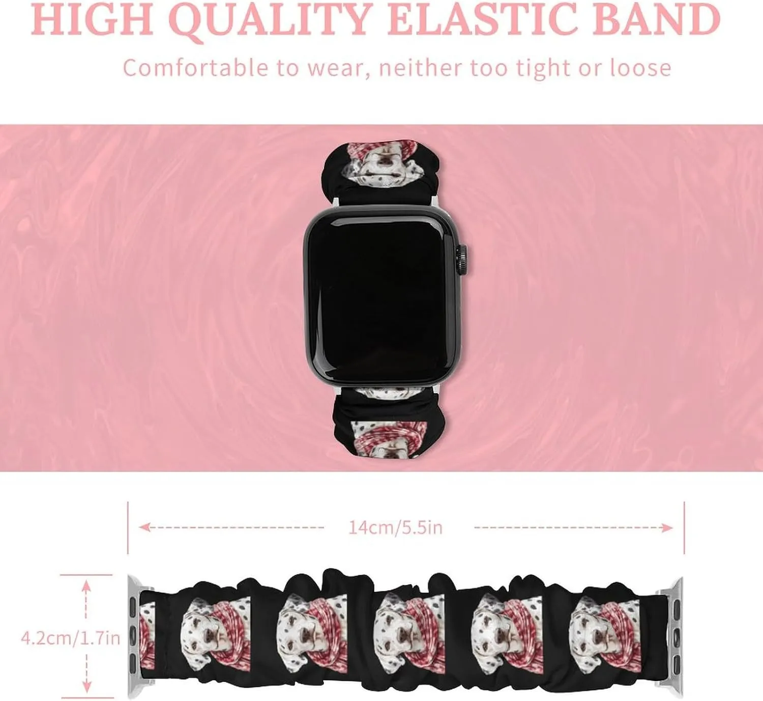 Winter Dalmatian Dog Fashion Watch Strap Scrunchies Wristbands Compatible With IWatch Series