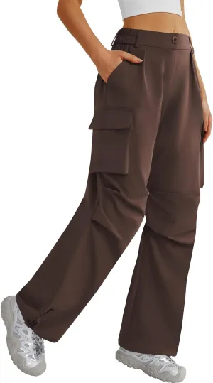 Women’s Hiking Pants Wide Leg Cargo Pants Quick Dry Lightweight Water-Resistant Travel Casual Trousers with 4 Pockets