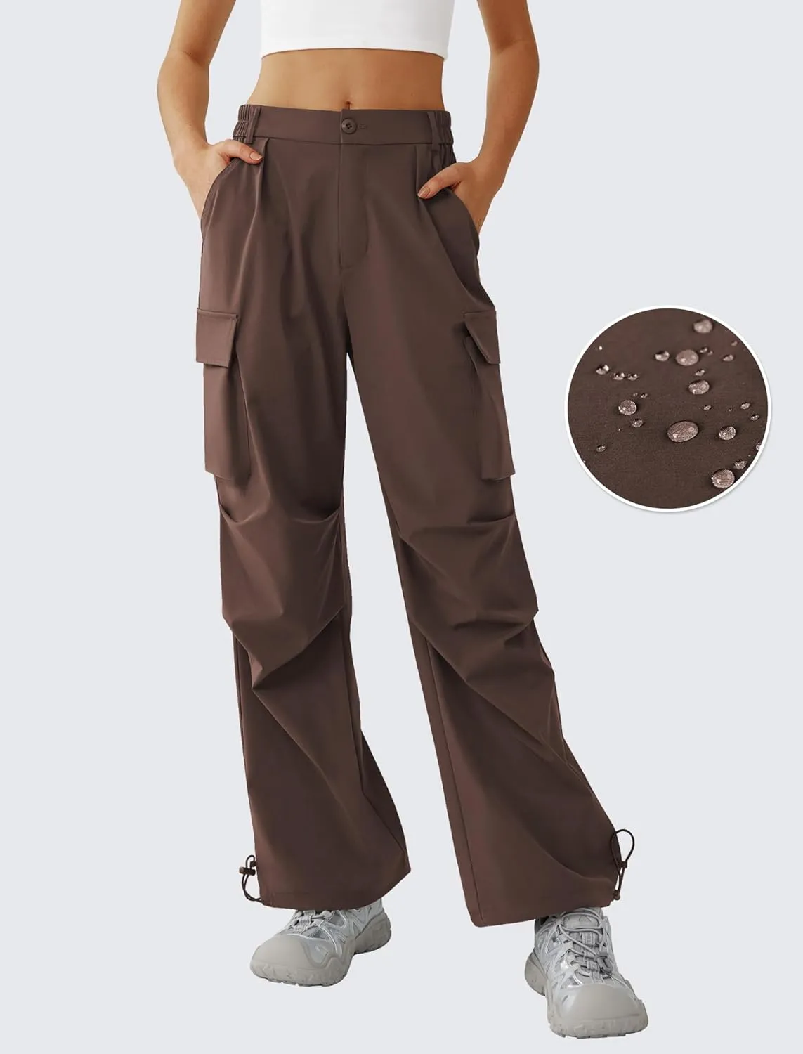 Women’s Hiking Pants Wide Leg Cargo Pants Quick Dry Lightweight Water-Resistant Travel Casual Trousers with 4 Pockets