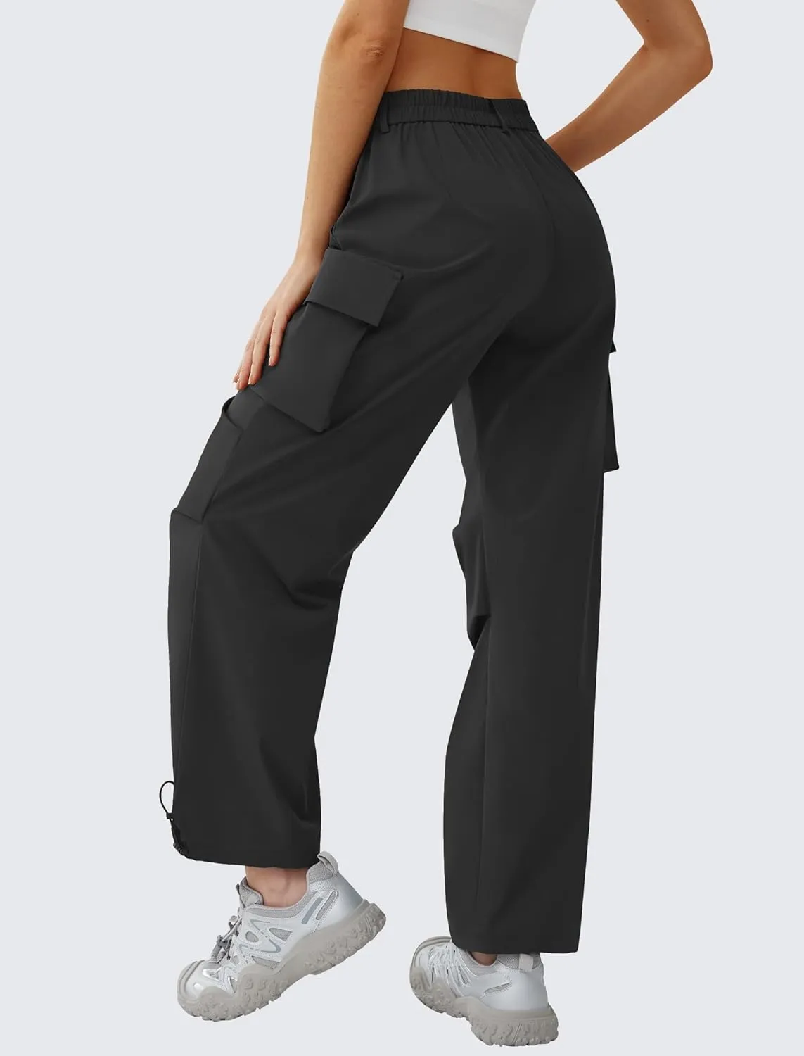 Women’s Hiking Pants Wide Leg Cargo Pants Quick Dry Lightweight Water-Resistant Travel Casual Trousers with 4 Pockets