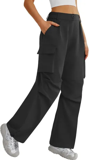 Women’s Hiking Pants Wide Leg Cargo Pants Quick Dry Lightweight Water-Resistant Travel Casual Trousers with 4 Pockets