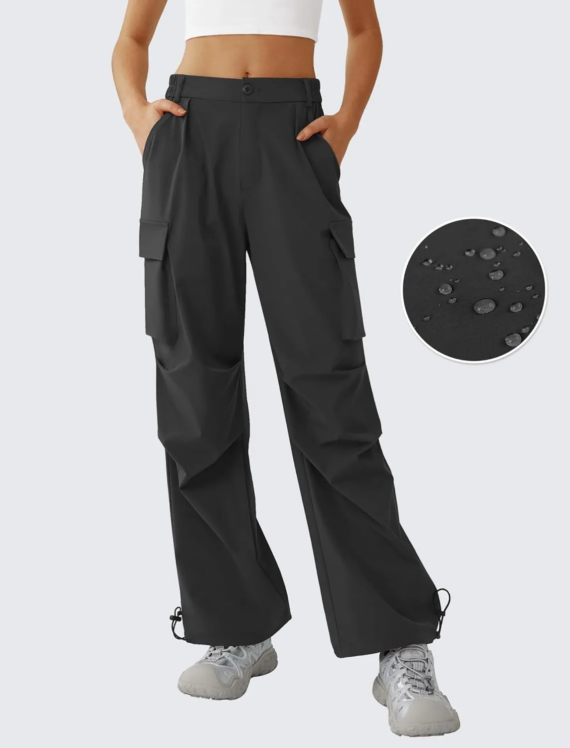 Women’s Hiking Pants Wide Leg Cargo Pants Quick Dry Lightweight Water-Resistant Travel Casual Trousers with 4 Pockets