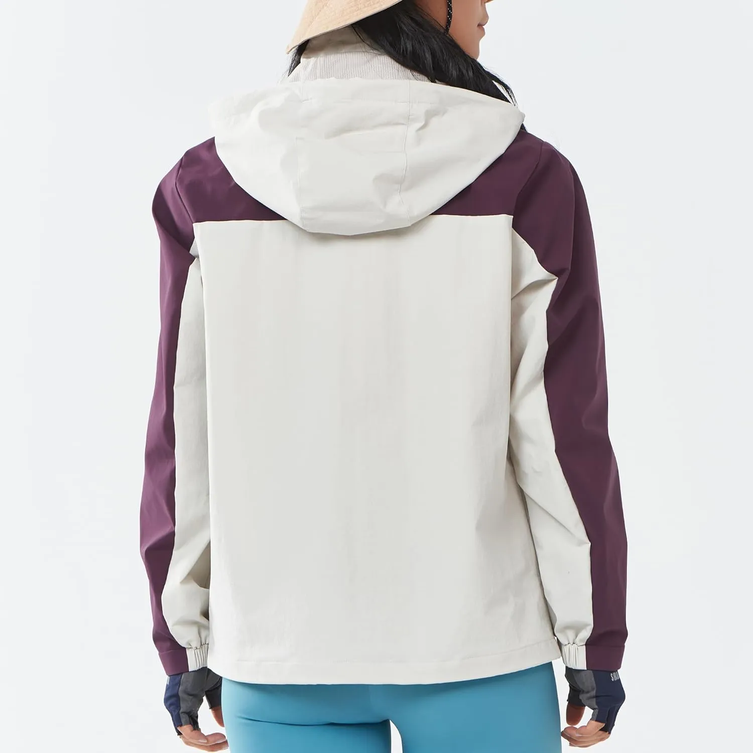 Women's Hooded Jacket Waterproof Breathable Spring Windproof Warm Jacket Lightweight Women
