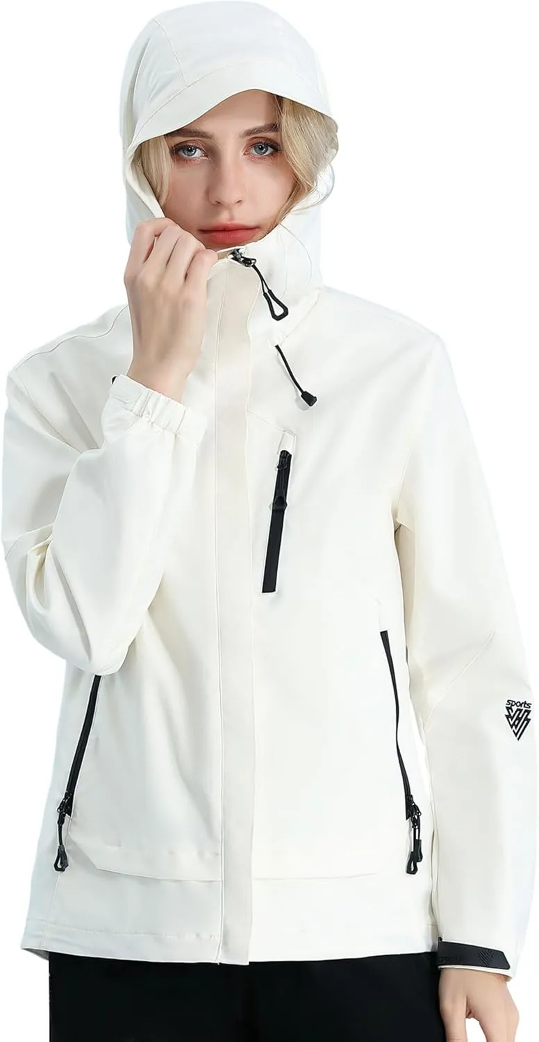 Women's Lightweight Rain Jacket Women's Waterproof Windproof Jacket Women's Hooded Jacket