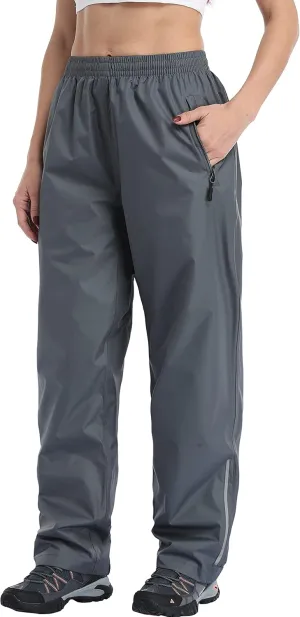 Women's Rain Pants Waterproof Hiking Pants, Lightweight Windproof Rain Over Pants for Golf, Fishing, Hiking