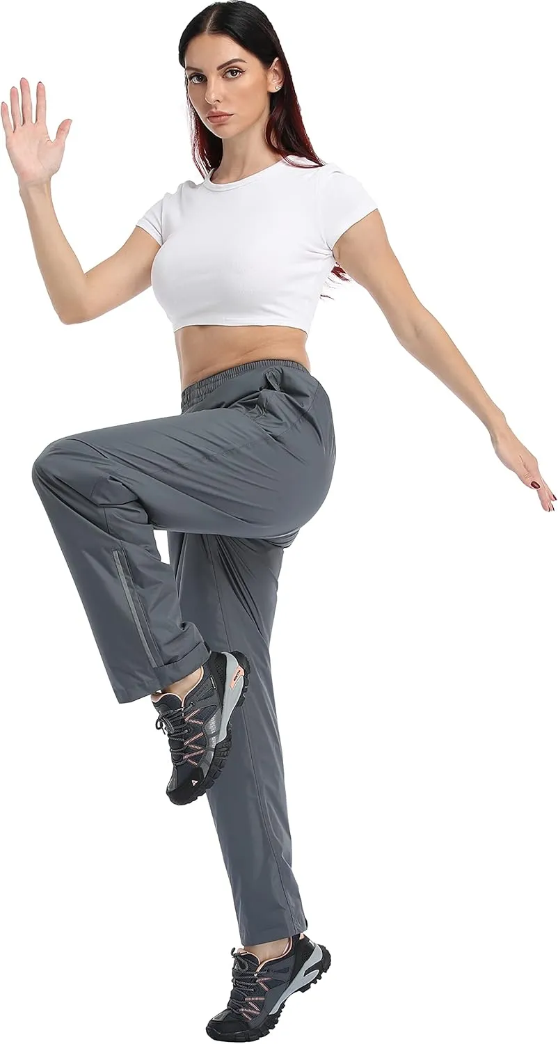 Women's Rain Pants Waterproof Hiking Pants, Lightweight Windproof Rain Over Pants for Golf, Fishing, Hiking