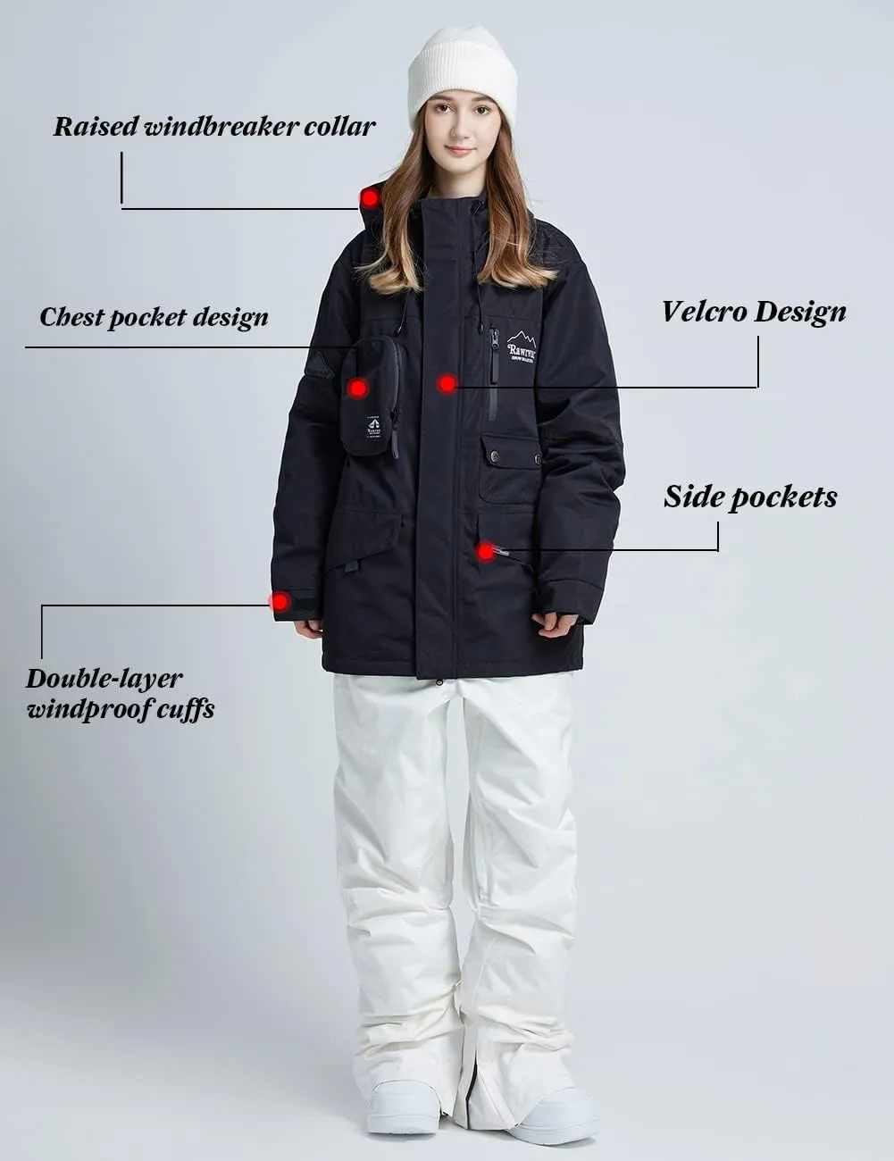 Womens Ski Jacket Waterproof Snow Jackets Winter Windproof Snowboard Jacket Coats with Hood