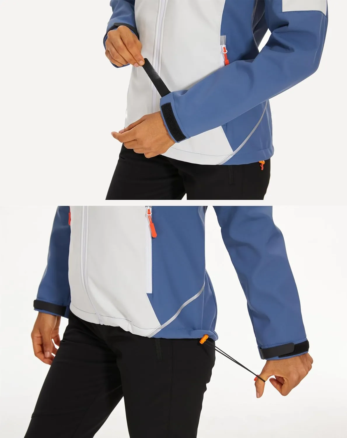 Women's Softshell Jacket Fleece Lined Waterproof Midlayer Jacket Camping Windproof Removable Hood Black