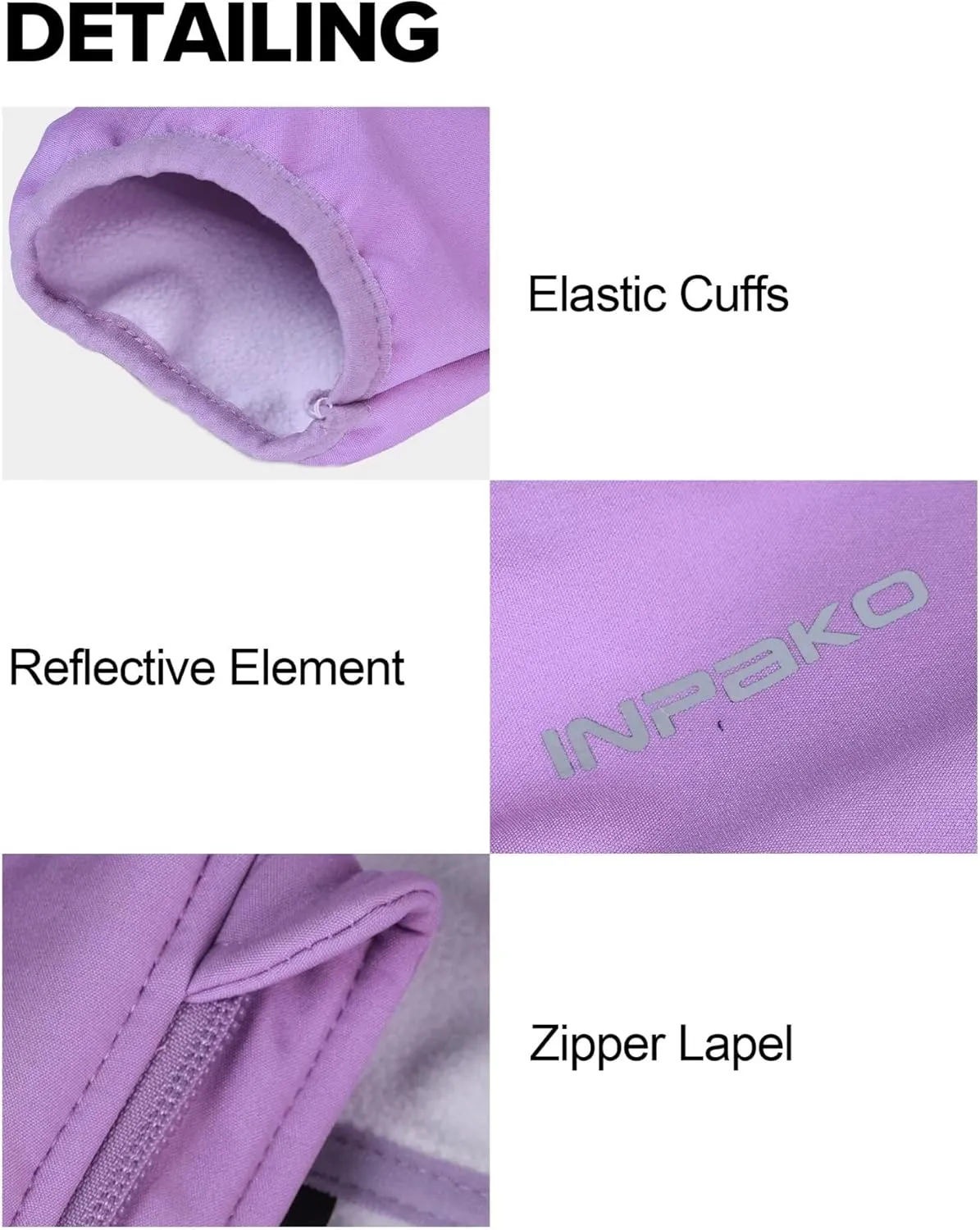 Women's Softshell Jacket with 5 Pockets, Hooded Insulated Windbreaker, Warm Fleece Coat for Hiking Camping Cycling
