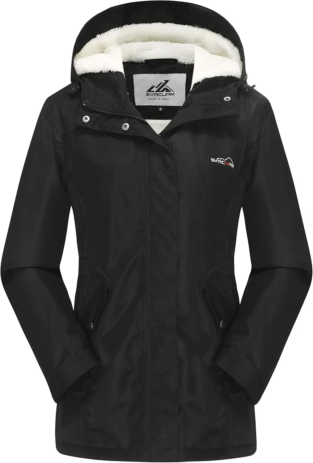 Women's Waterproof & Windproof Ski Hooded Jacket Winter Fleece Parka Rain Coats for Hiking