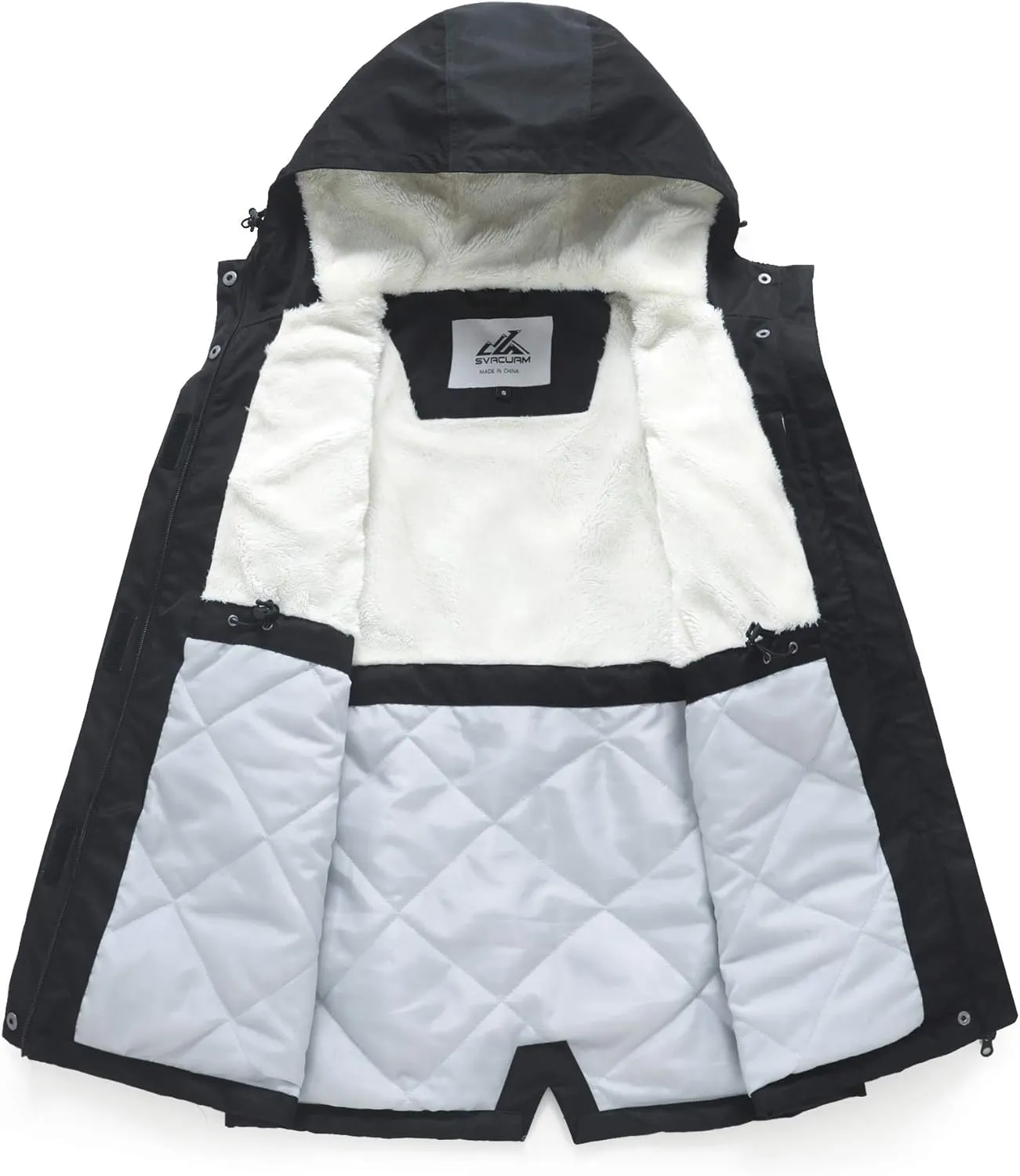 Women's Waterproof & Windproof Ski Hooded Jacket Winter Fleece Parka Rain Coats for Hiking