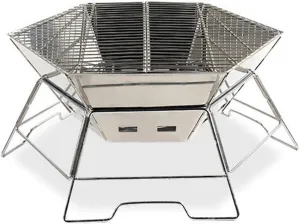 Wood Burning Camping Stove Folding Portable Stainless Steel Backpacking Stove for Outdoor Hiking Camping, BBQ, Grilling, Cooking Foldable Grill Camping Wood Stove