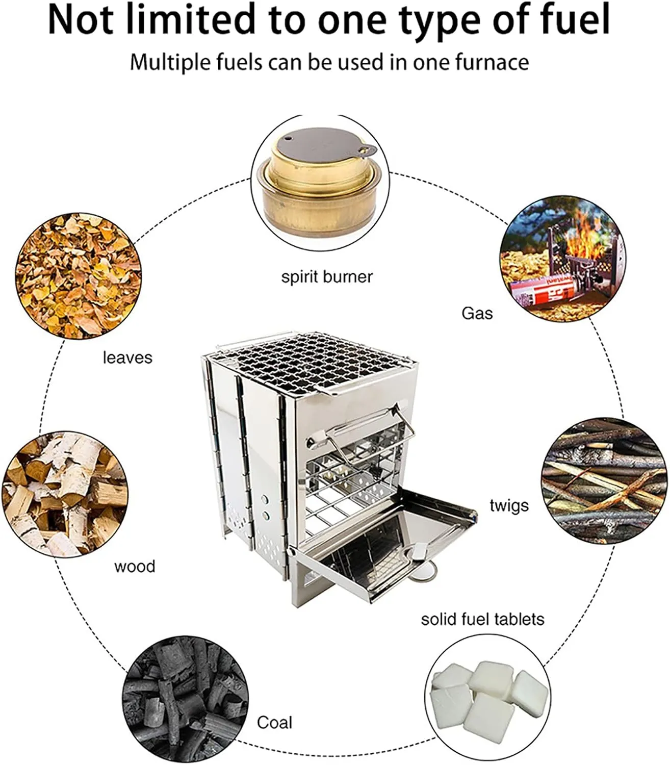 Wood Burning Camping Stove Folding Portable Stainless Steel Backpacking Stove for Outdoor Hiking Camping, BBQ, Grilling, Cooking Foldable Grill Camping Wood Stove