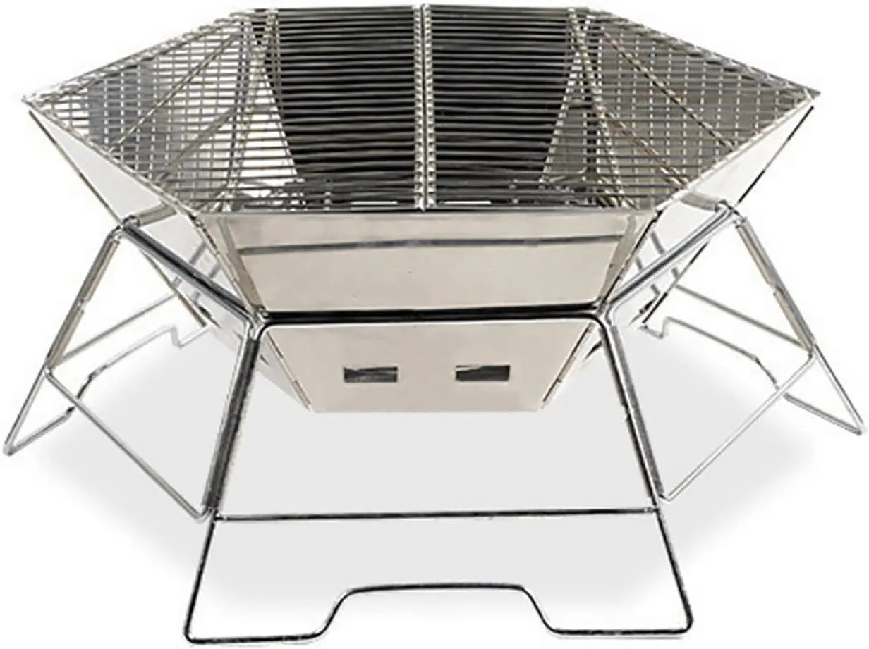 Wood Burning Camping Stove Folding Portable Stainless Steel Backpacking Stove for Outdoor Hiking Camping, BBQ, Grilling, Cooking Foldable Grill Camping Wood Stove